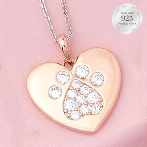 Paw Heart Necklace - 925 Sterling Silver Charmed Aroma 2020